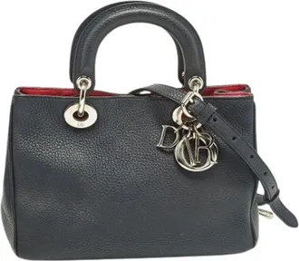 Dior Pre-owned Handbags, female, Blue, Size: ONE SIZE Pre-owned Leather Handbag