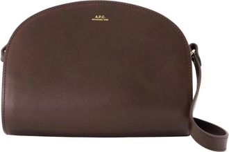 A.P.C. A.p.c., Tassen, Dames, Bruin, ONE Size, Leer, Demi Lune Crossbody