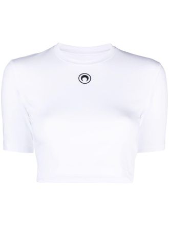 Marine Serre Top corto Crescent Moon - Bianco