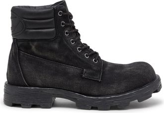Diesel D-Hammer-Combat boots in denim and leather - Boots - Man - Black