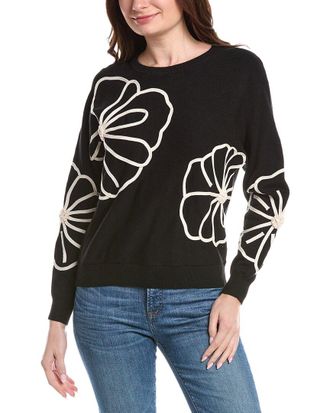 T Tahari Flower Embroidery Pullover