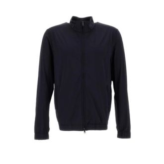 Herno Light Jackets, male, Blue, Size: M Stand Collar Zip Jacket