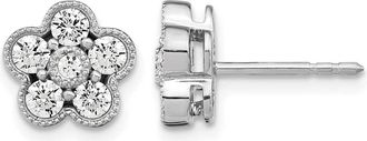 Diamond2Deal 14k Gold 3/4 ct Lab Grown Diamond Floral Stud Earrings VS Clarity, D-E Color