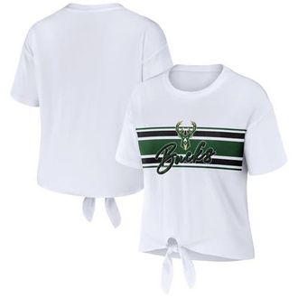 WEAR by Erin Andrews Womens WEAR by Erin Andrews White Milwaukee Bucks Tie-Front T-Shirt at Nordstrom, Size Medium