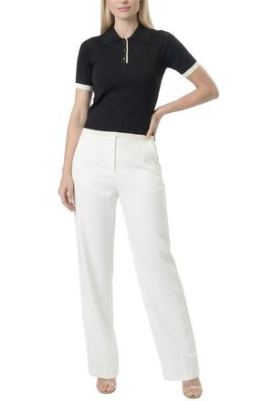 Area Stars Contrast Trim Polo in Black Ivory at Nordstrom, Size X-Small