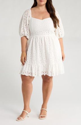 Sugarlips Sophy Cotton Eyelet Evy Sweetie Minidress in White at Nordstrom, Size 3 X