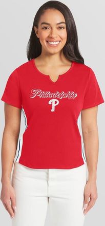 WEAR by Erin Andrews Womens WEAR by Erin Andrews Red Philadelphia Phillies Notch Neck Cropped T-Shirt at Nordstrom, Size Small