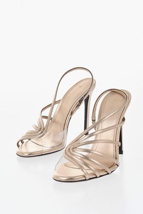Alev&igrave; Lam&eacute; Leather Sandals BENNY with Transparent Detail 12cm Heel Alev&igrave;