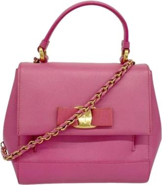 Ferragamo Pre-owned Handbags, female, Pink, Size: ONE SIZE Pre-owned Leather Handbag