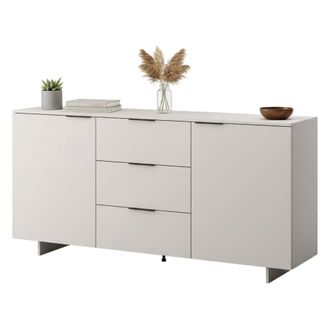 Dmora Aparador Neive, Aparador De Sal&oacute;n Con Dos Puertas Batientes Y Tres Cajones, Elevado Del Suelo, 180 X 42 H 90 Cm, Beige