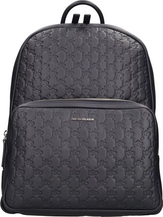 Harmont & Blaine Leren en imitatieleer rugzak - Heren - Rugzakken - Blauw - ONE Size - Leer - Tassen