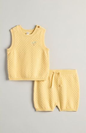 Nordstrom Sweater Tank & Shorts Set in Yellow Sunlight Palm Treesdnu at Nordstrom, Size 12M