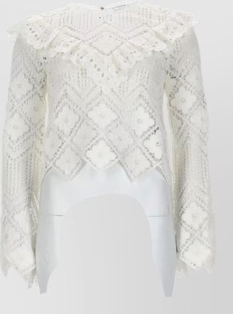 Self Portrait lace insert crochet knit top