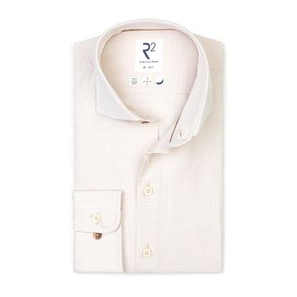 R2 Amsterdam Formal Shirt - Heren - Overhemden - Beige - Maat: L Leer