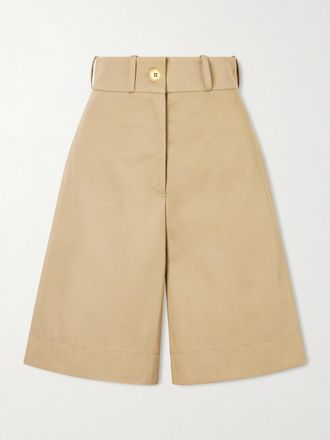 Patou Shorts In Twill Di Cotone Con Logo Ricamato - Neutri