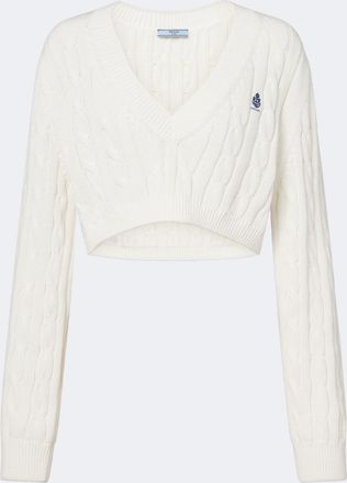 Prada Pullover cropped in cotone a trecce
