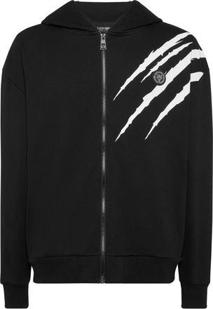 Plein Sport Hoodie Sweatjacket Scratch - Heren - Sportshirts - Zwart - S - Katoen - Fitness