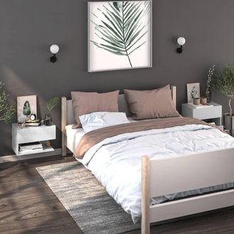 vidaXL Vidaxl - Furniture Limited - Mesitas De Noche De Pared 2 Unidades Blanca