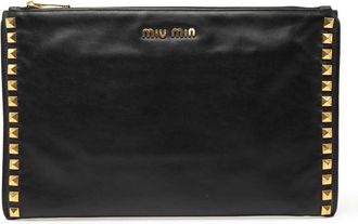 Miu Miu Pre-owned Miu Miu Studded Leather Zip Clutch LC53HO3VCPVQ7CZ1