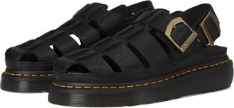 Dr. Martens Wrenlie Sandals Mens Black Leather Wedge Fisherman ZOGG3049