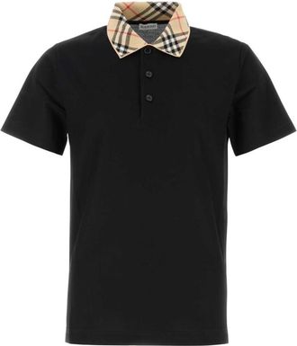 Burberry Black Shirt Collar Polos
