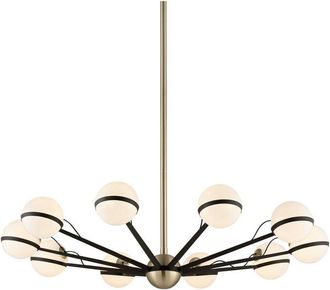 Hudson Valley Lighting Ace L&aacute;mpara De Ara&ntilde;a De 10 Luces Bronce Texturizado Lat&oacute;n Cepillado, Vidrio