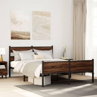 vidaXL Vidaxl - Giroletto senza Materaso in Metallo Rovere Marrone 160x200 cm