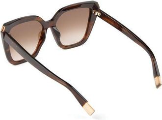 Furla Womens Sunglasses Glossy Brown Striped Havana Acetate Eyewear