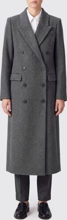 IVY OAK Long Double-Breasted Wool-Blend Coat with Flap Pockets