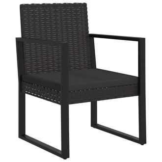 vidaXL Silla De Jard&iacute;n Con Coj&iacute;n Rat&aacute;n Sint&eacute;tico Negro Vidaxl