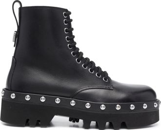 Furla Black Rita Edgy Studded Detail Leather Ankle Boots