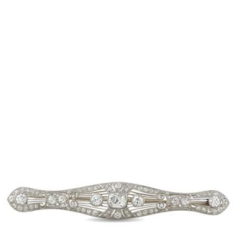 Luxury Bazaar Platinum and 18K White Gold 2.60ct Diamond Art Deco Brooch MF01-071726