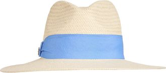 Bruno Magli Ribbon Trim Straw Fedora in White/Blue at Nordstrom Rack