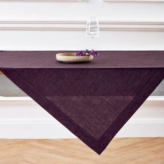 Solino Home Linen Table Throw 52 x 52 Inch for Dining Table, Holiday and Everyday Table Decor - Athena in Grape at Nordstrom, Size Medium
