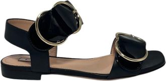 Bally Casila 6225702 Womens Black Lamb Leather Flat Sandals