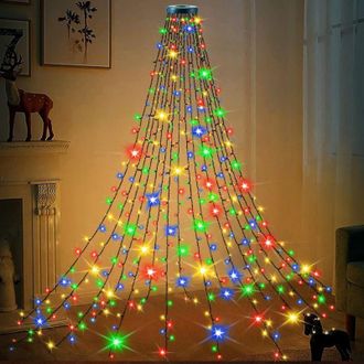 OEM Guirnalda De 8 Luces Para &Aacute;rbol, 200 Anillos De Luces Led, 2 M De Altura, 8 Modos, Para Fiestas Navide&ntilde;as, Bodas Y Decoraciones De Cumplea&ntilde;os