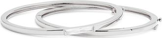Nordstrom Set of 2 Cubic Zirconia Inset Bangle Bracelets in Clear- Silver at Nordstrom