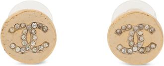 Chanel 2019 logo rhinestones earrings - Gold
