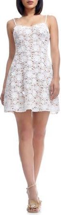 Dress The Population Ayla Floral Embroidered Minidress in White at Nordstrom Rack, Size X-Large