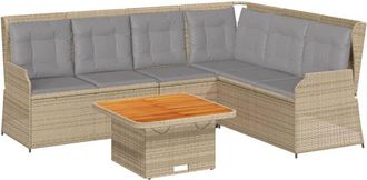 vidaXL Set Muebles De Jard&iacute;n 5 Pzas Con Cojines Rat&aacute;n Sint&eacute;tico Beige Vidaxl