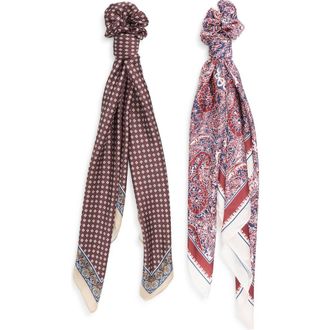 Treasure & Bond 4-Piece Scrunchie & Square Scarf Set in Burgundy Combo at Nordstrom