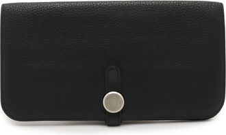 Herm&egrave;s Black Togo Leather Long Wallet (Bi-Fold) (Pre-Owned)