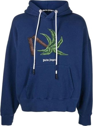 Palm Angels Broken Palm Hoodie - Heren - Hoodies - Blauw - S - Katoen - Hoodies & sweatvesten