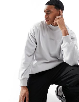 Jack & Jones Felpa accollata grigia oversize-Grigio