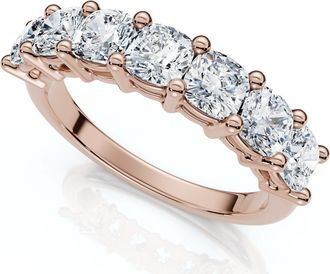 Pompeii3 1 3/8Ct Cushion Cut Seven Stone Wedding Ring 14k Gold Lab Grown