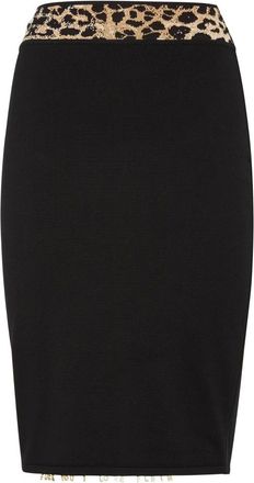 Philipp Plein Rokken, Dames, Zwart, L, Polyester, Knit Short Skirt Leopard