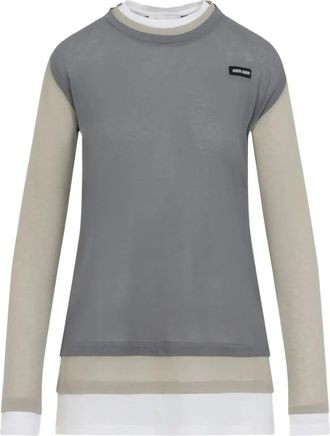 Miu Miu Abito con maniche lunghe a strati - Grigio