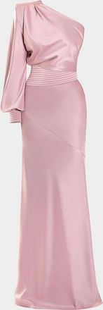 Zhivago Don & apos;t Look Now Draped One-Shoulder Satin Gown