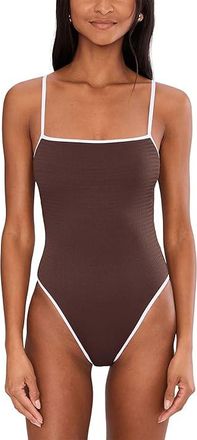 Seafolly Beach Bound Square Neck One Piece Womens Swimsuits One Piece Dark Chocolate : AUS 18 (US Womens 14), Elastane/Nylon