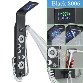 OEM Panel De Ducha Led Con Indicador De Temperatura, 6 Modos De Chorros De Lluvia Y Masaje, Cabezal De Ducha De Alta Presi&oacute;n, Experiencia De Spa De Lujo E